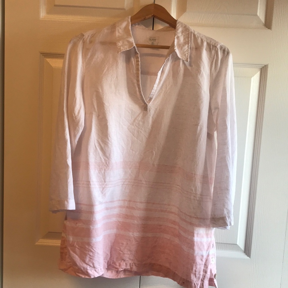 100% Linen Sigrid Olsen Tunic, Size Large - image 1